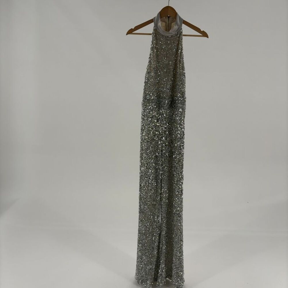 Alice + Olivia Cataline Silver Sequin Jumpsuit